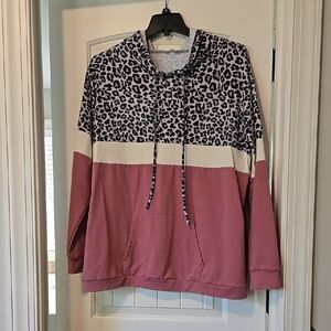 Leopard Print and Pink Hoodie